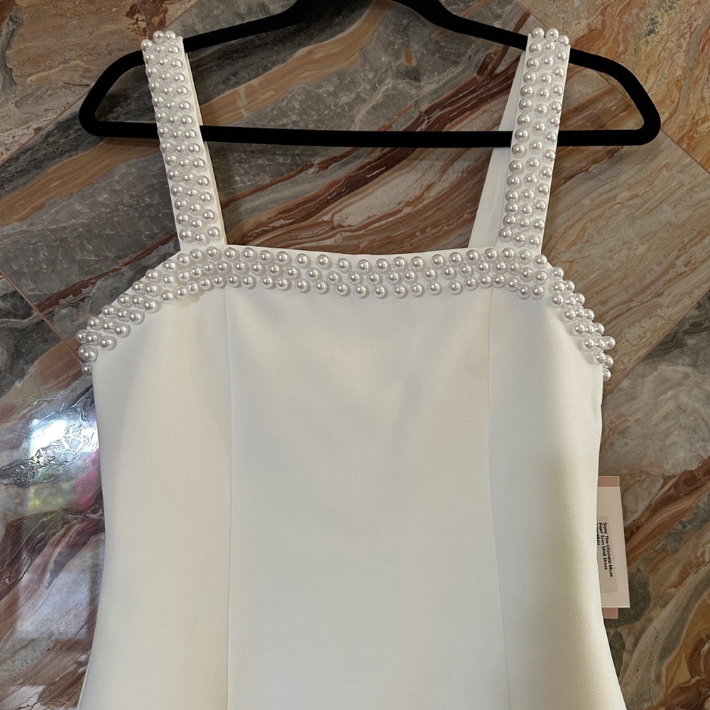 NWT Odd Muse London The Ultimate Muse Pearl Trim Midi Dress White Size XS - Picture 8 of 16